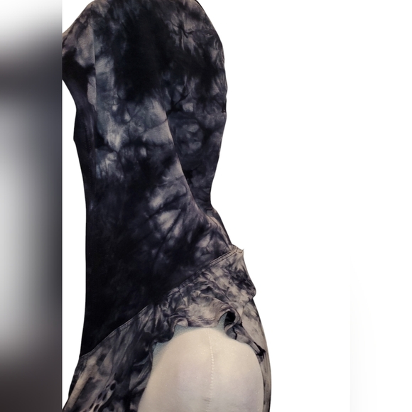 Cotton Innovation Blue Tie Dye Open Front Flyaway Jersey Knit Hoodie Duster Vest - Picture 5 of 11